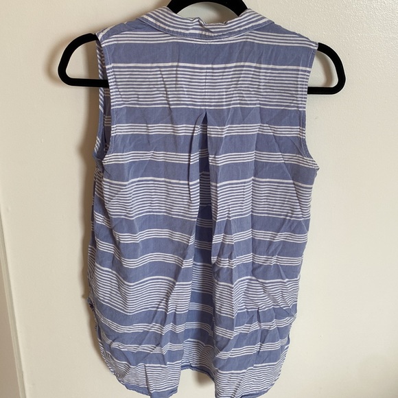Blue and White Striped Sleeveless Blouse - XS - Picture 2 of 5